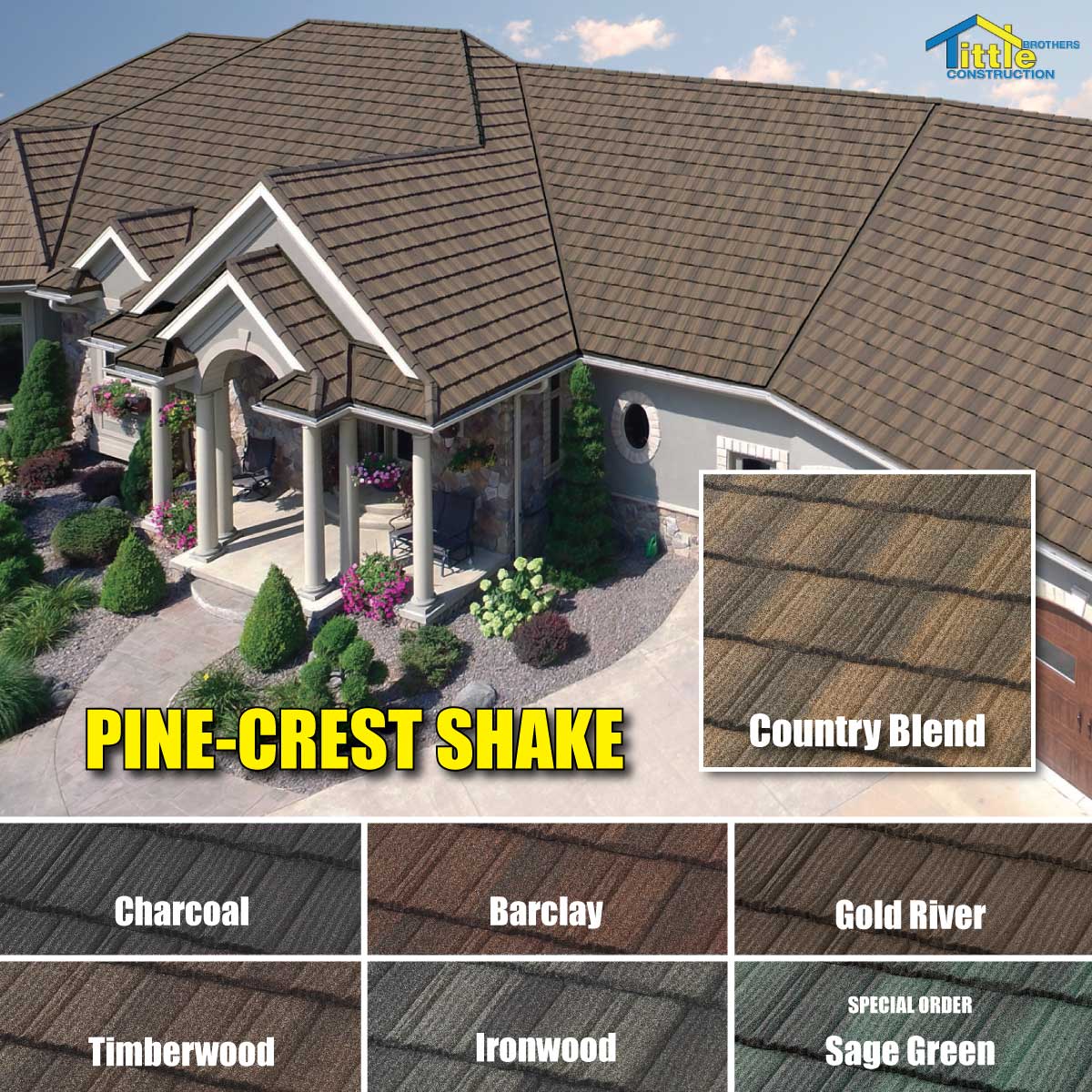 pine-crest shake style metal roof shingle