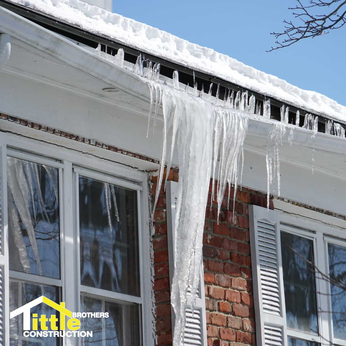 ice dam on residential roof