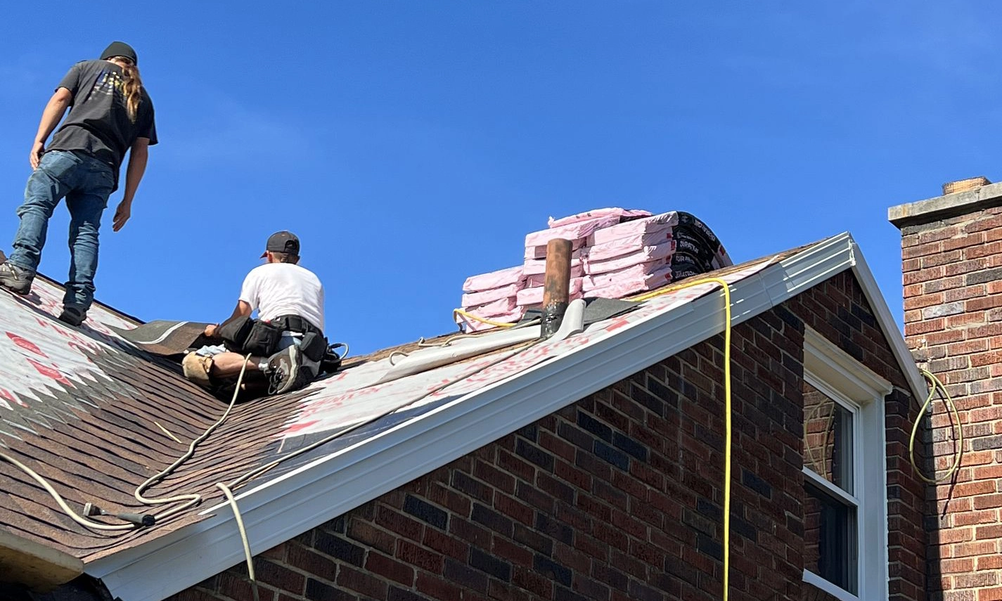 Working on a large roof repair